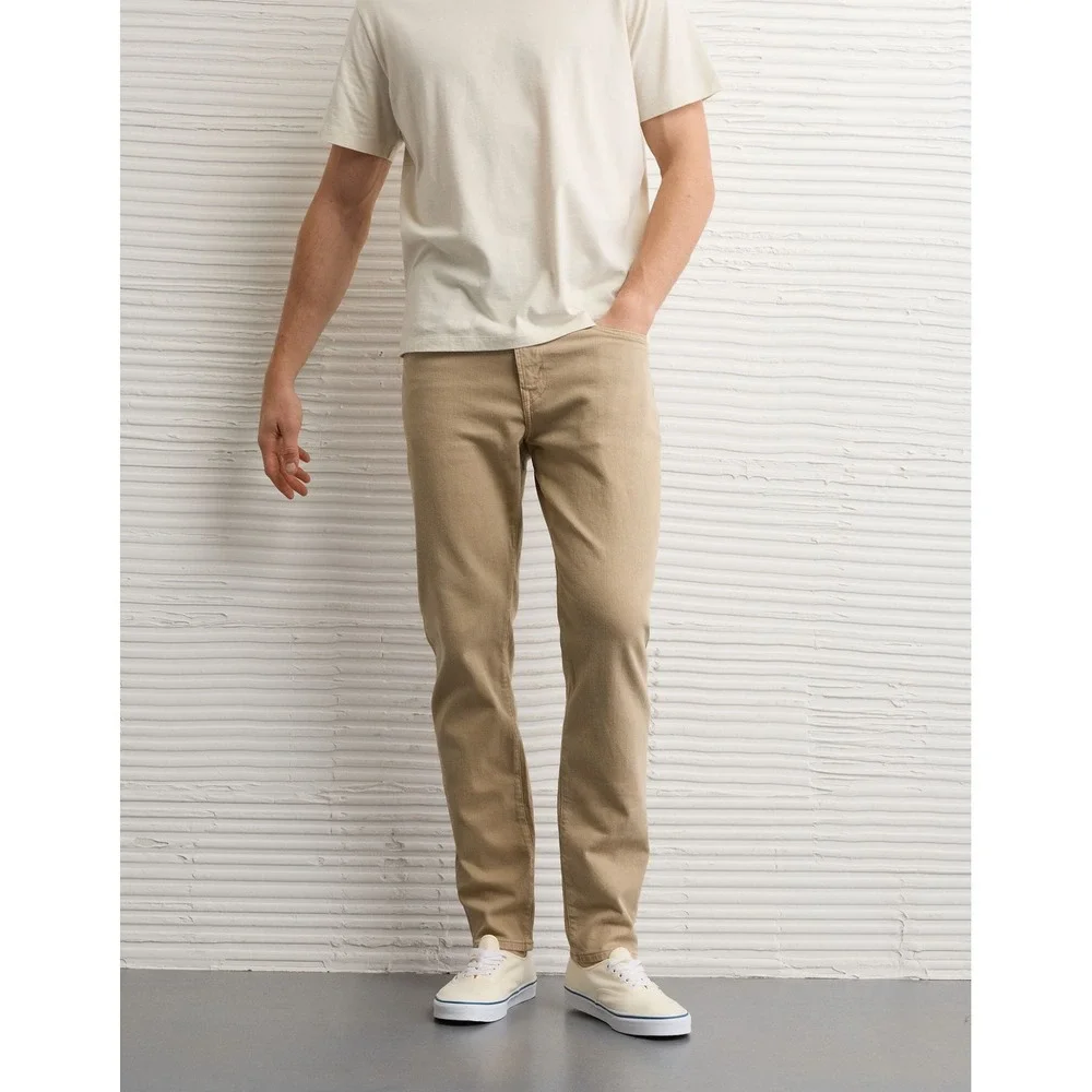American Eagle Pants Mens 36x32 Flex Original Straight Khaki Tan Chino Jeans